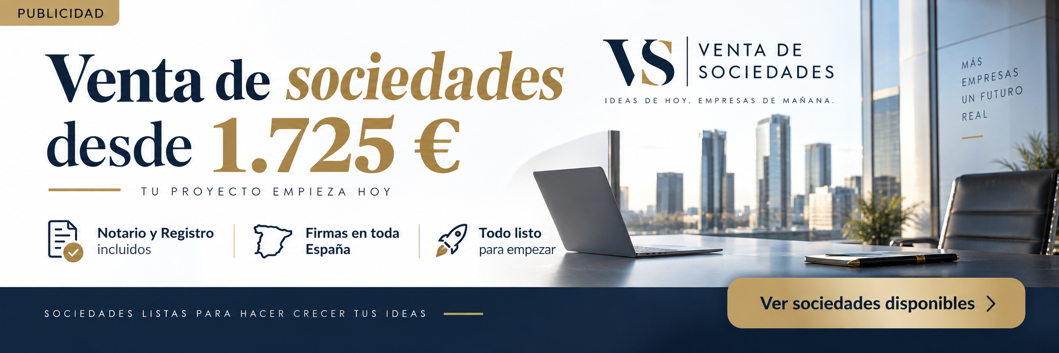 Publicidad de venta de sociedades ya constituidas