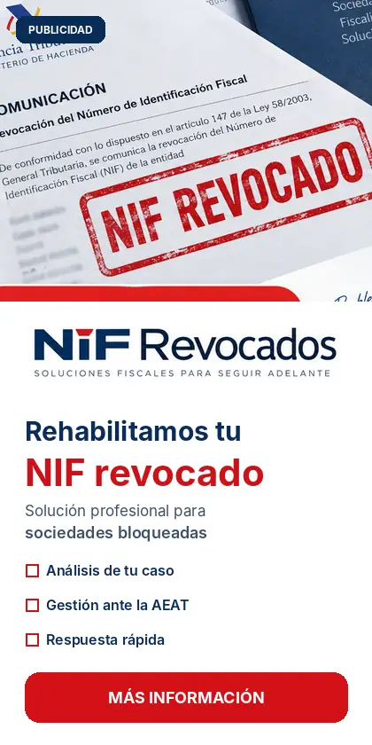 Publicidad de rehabilitación de NIF revocado