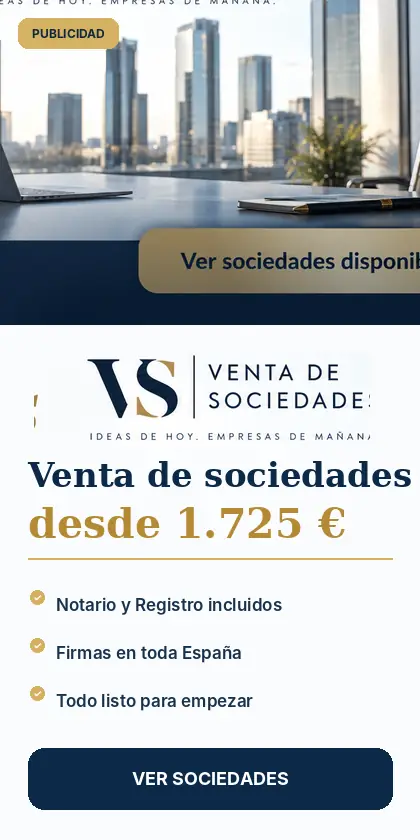 Publicidad de venta de sociedades ya constituidas
